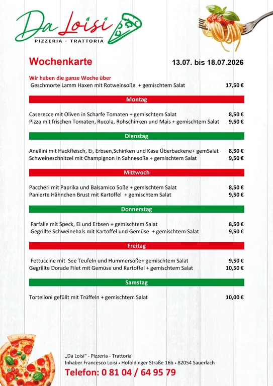 Muster Wochenkarte